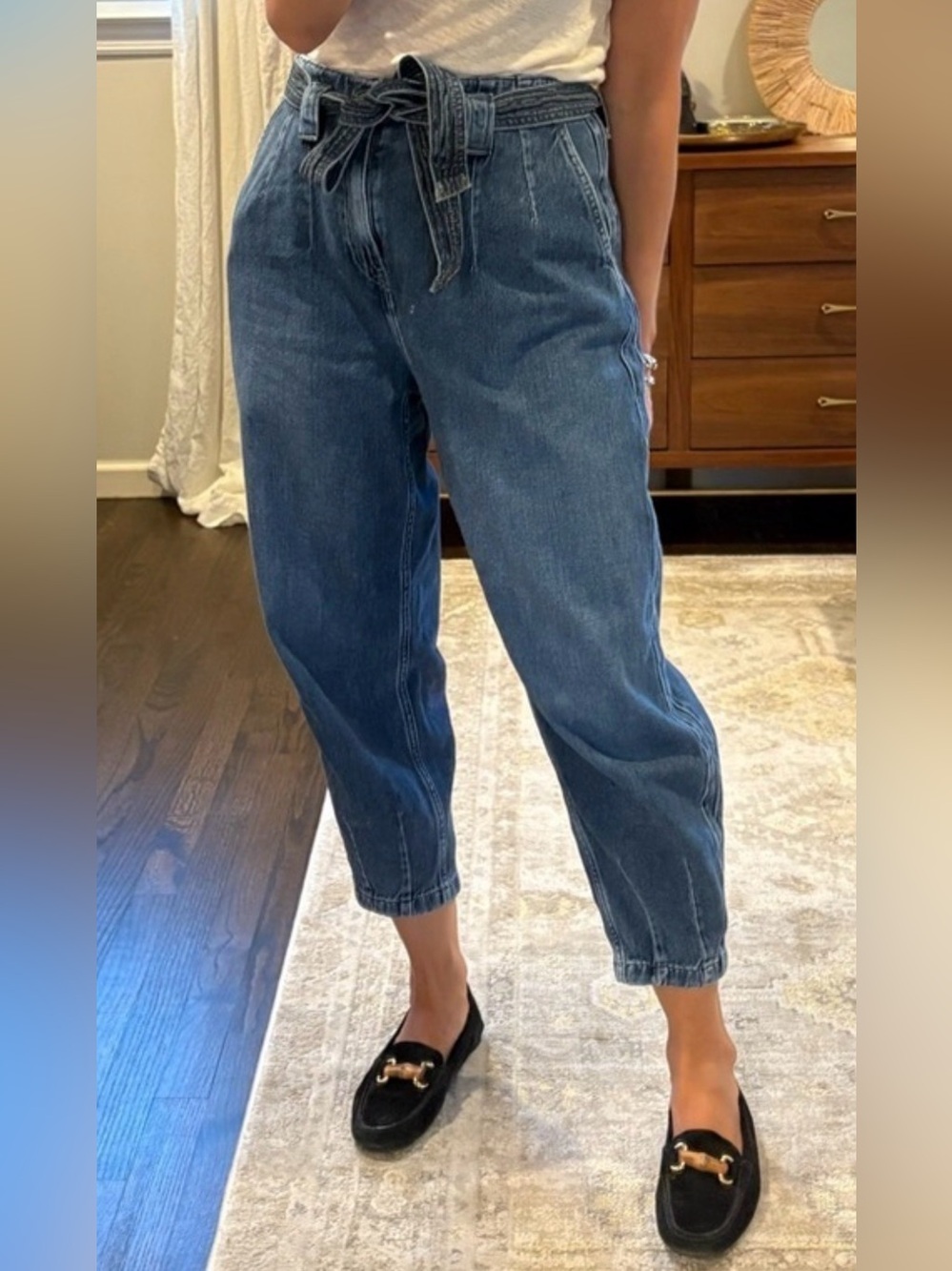 Polo Ralph Lauren Paperbag Tie Waist Denim Jeans Size 27 High Rise Tapered
